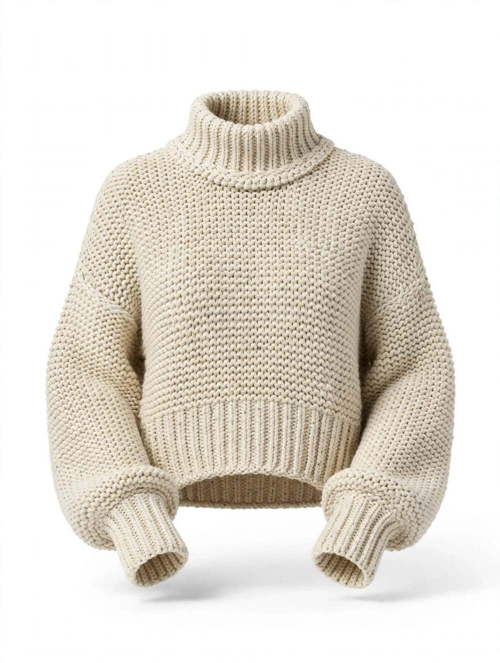 Free People My Only Sunshine Oversized Chunky Turtleneck Sweater Cream